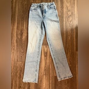 Good American exposed button fly jeans with split hem bottoms size 27!